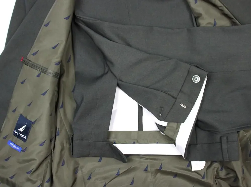 Nautica Suit Mens 38R 32W Olive Modern Fit GAFF Active Stretch 2 Piece NAF4452